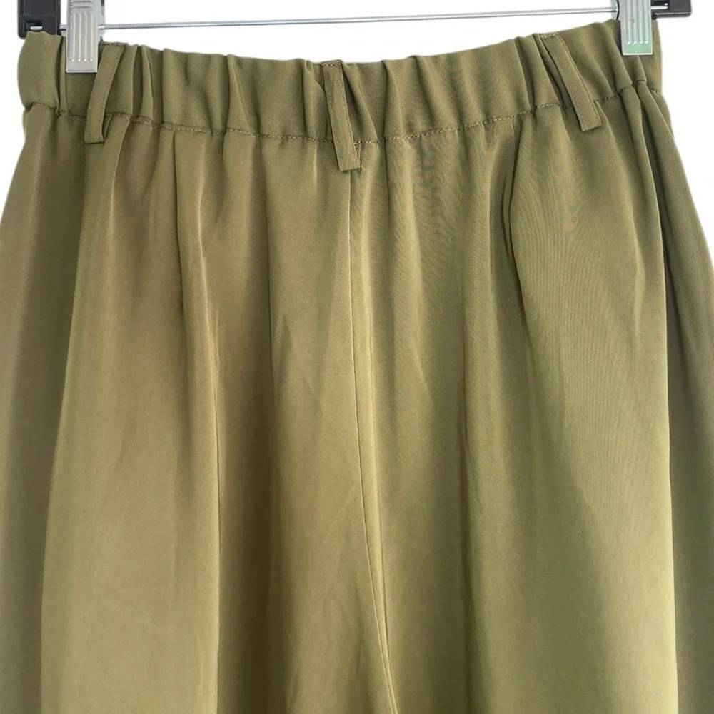 Tronjori Women's Small Green Wide Flare Leg Dress Pants High Waist Palazzo Pants - Picture 6 of 13